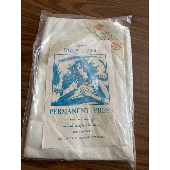 Permanent Press Zippered Pillow Cover 21”x28” NOS vintage - Picture 1 of 3